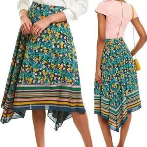 NWT Diane Von Furstenberg Denver Asymmetrical Midi Skirt Size 14